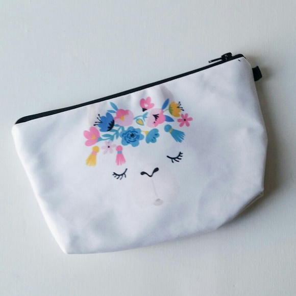Handbags - Llama with floral crown make up bag